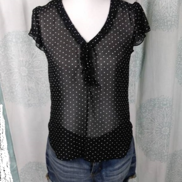 Lilly Rose Polka Dot Sheer Blouse - Size Small - Picture 1 of 4